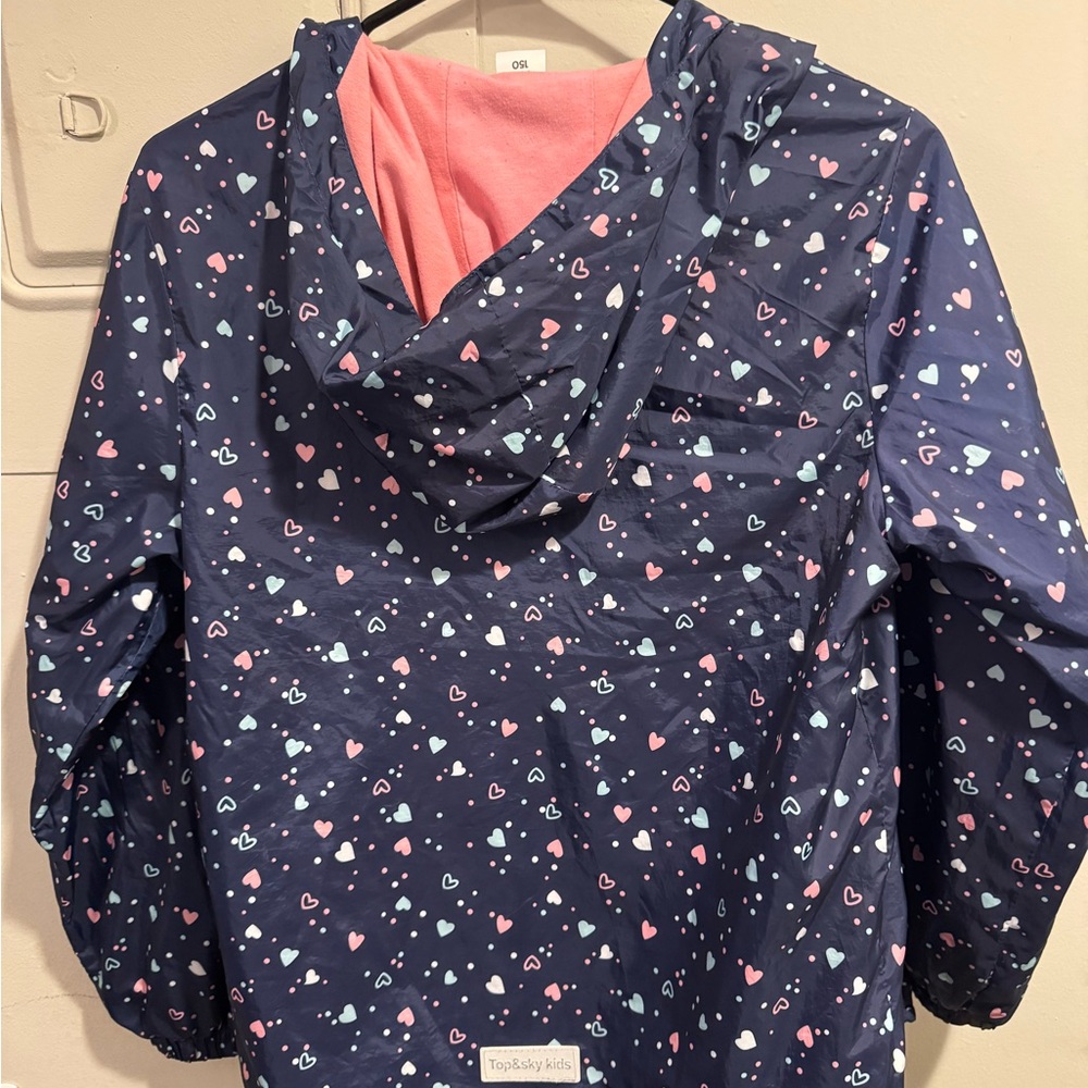 Heart Patterned Navy RainJacket - Picture 2 of 5